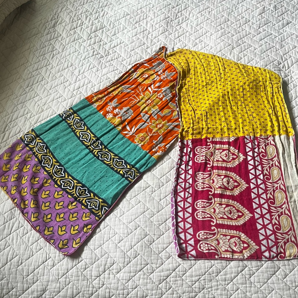 Bohemian Patchwork Indian Scarf Wrap Double sided patters festival fun!